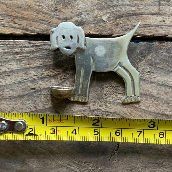 Vintage 925 Silver Doggie Brooch-unique - Picture 11 of 11